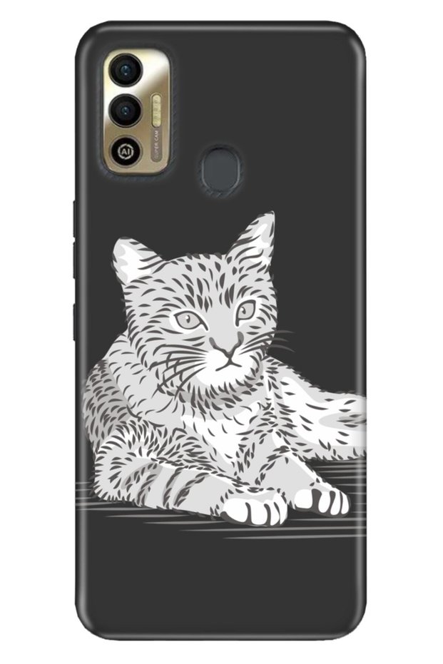 Spark 7t Compatible Case Tioserisi Illustrated Silicone Tabby