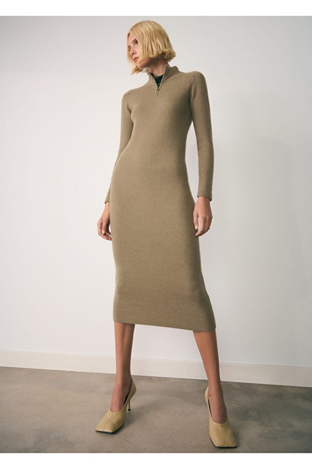 Fermuarlı düğümlü elbise - 2