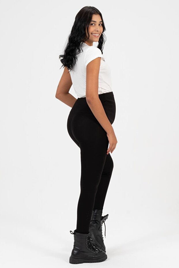 Terhes nőknek való, állítható derékmagasságú termál leggings FEKETE - 6
