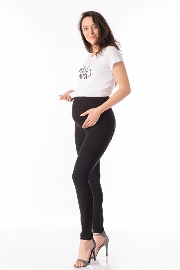 Maternity jersey pants black plain model black