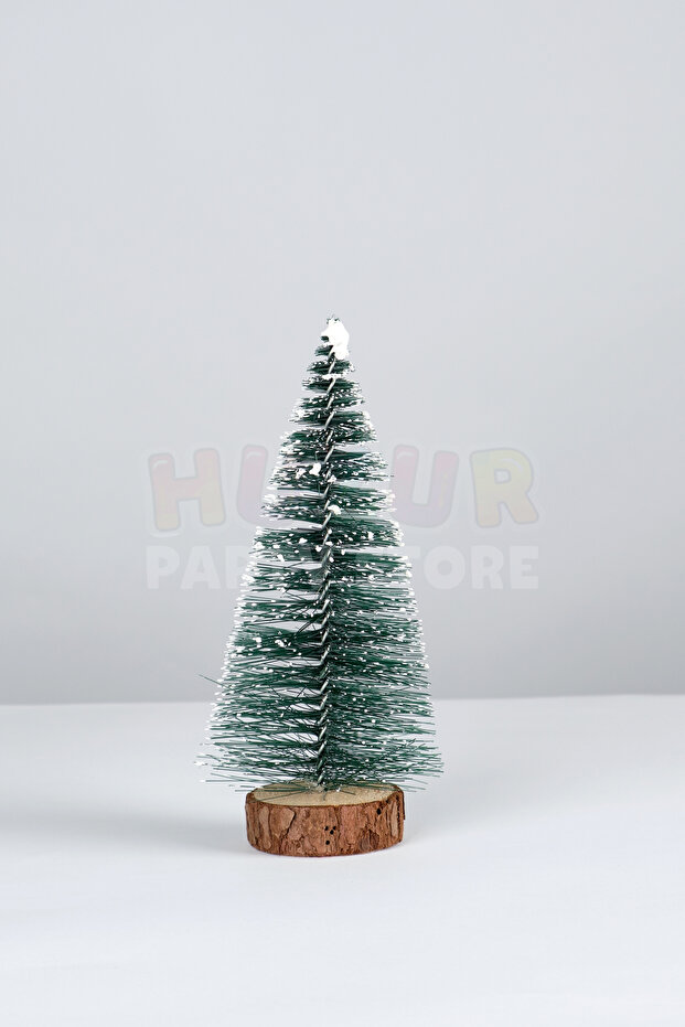 New Year's Table Top Nevada Tree Mini Table Pine Tree 10 Cm With Snow on the Ends Log Base Snowy
