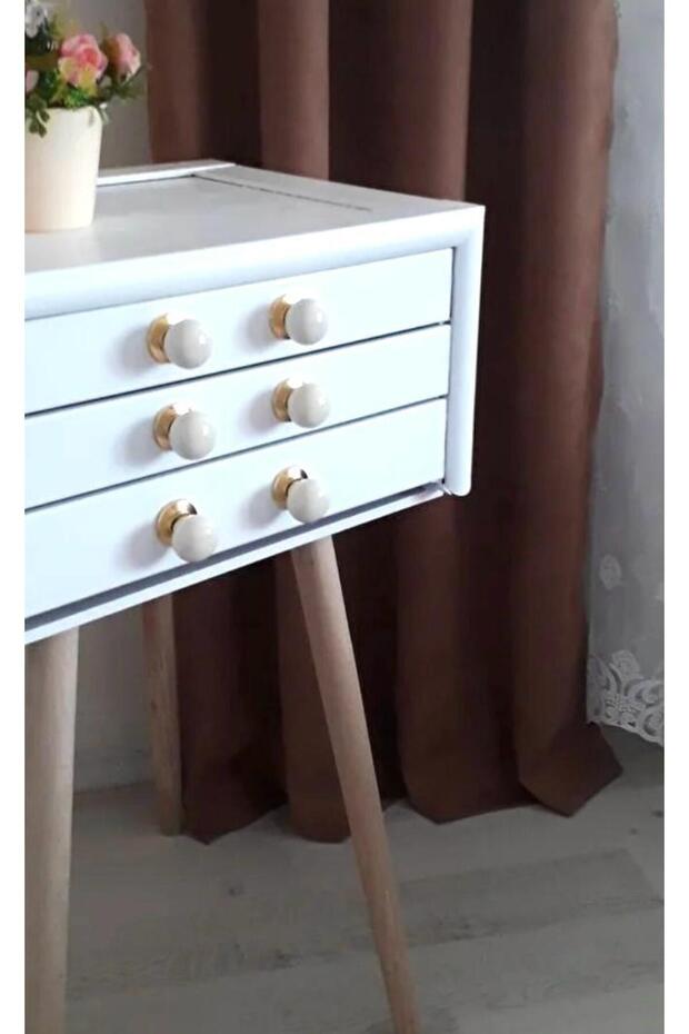 White-Gold Porcelain Handle Handle Cabinet Drawer Furniture Kitchen Bathroom Kids Handle Ruby Button-Stk1067