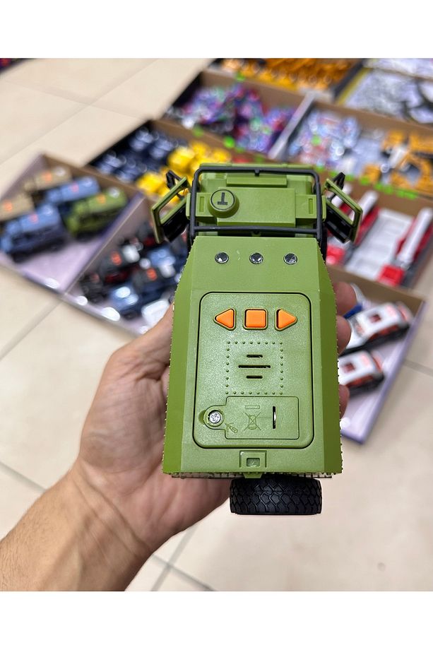 Unimog Askeri Kamyon Jip Panzer Işıklı Sesli Müzikli Kırılmaz Oyuncak Kapı Açılır - 3
