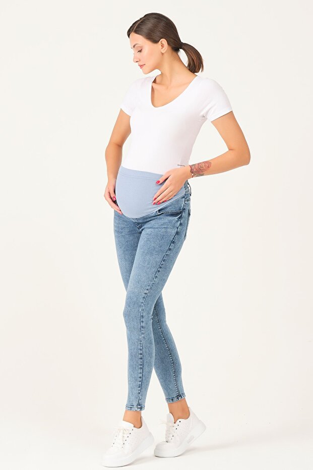 Maternity Skinny Jeans with Stretchy Waistband Blue