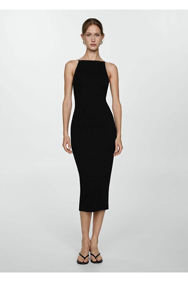 Halter Yaka Dar Kesim Elbise - 2