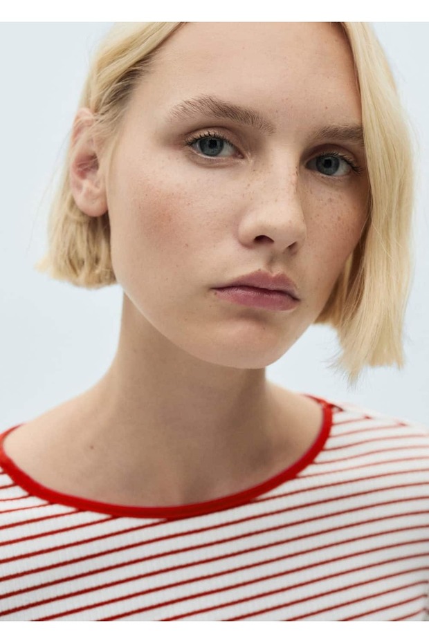 Çizgili fitilli tişört - 7