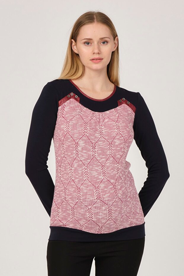Maternity Patterned Blouse Fuchia - 2