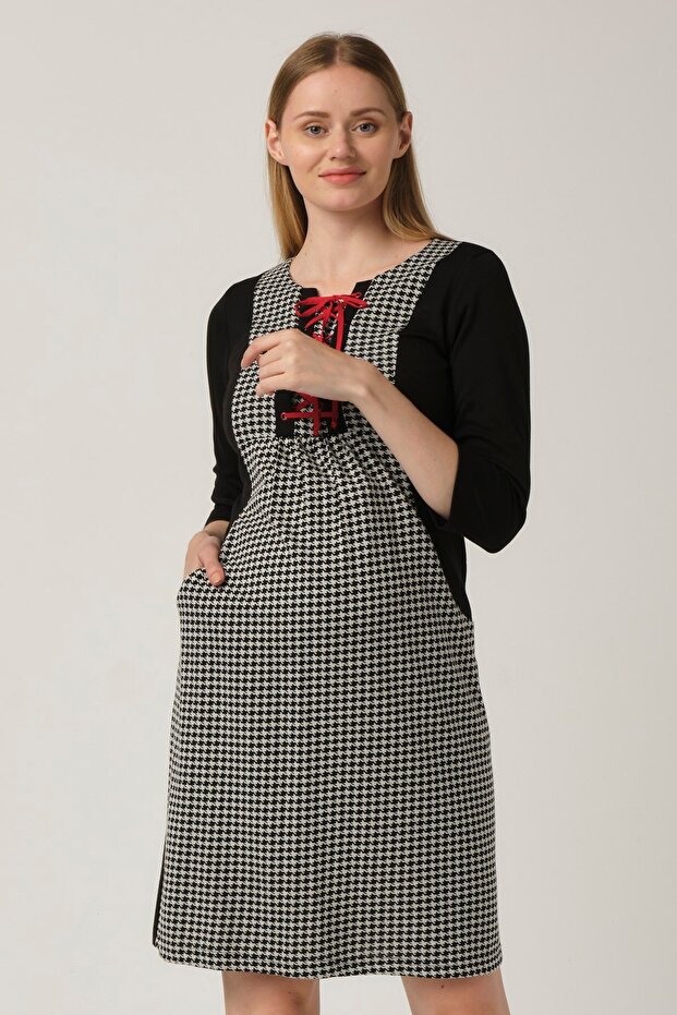 Hamile Cepli Elbise Siyah - 1