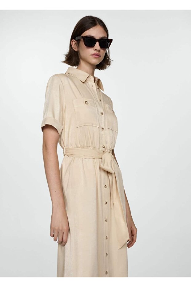 Saten gömlek elbise - 1