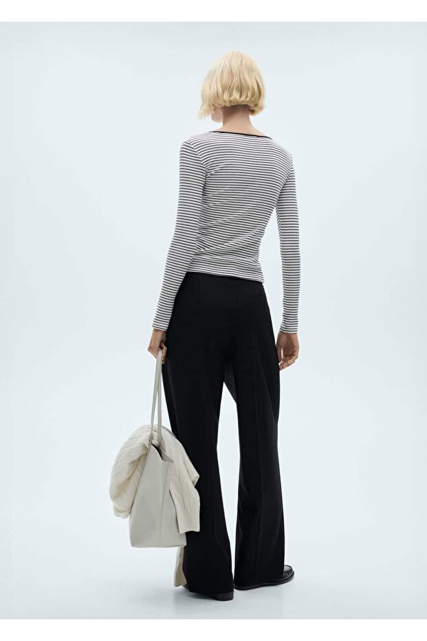 Çizgili fitilli tişört - 4