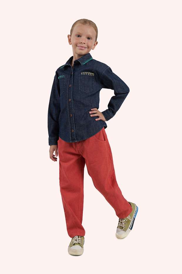 Girl's Navy Blue Denim Shirt