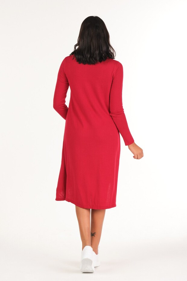 Hamile Örme Triko Elbise BORDO - 4