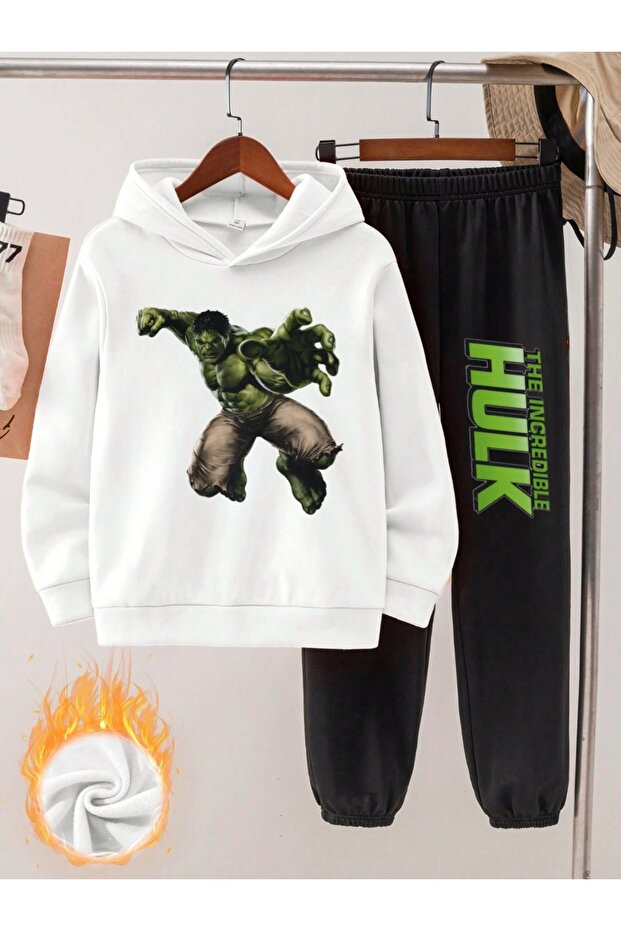 طقم بدلة رياضية للأولاد بطبعة Hulk - 2 خيوط بارزة