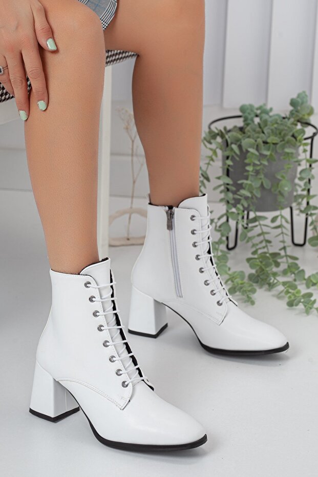 Skin White Women's Big Small Size Heeled Boots