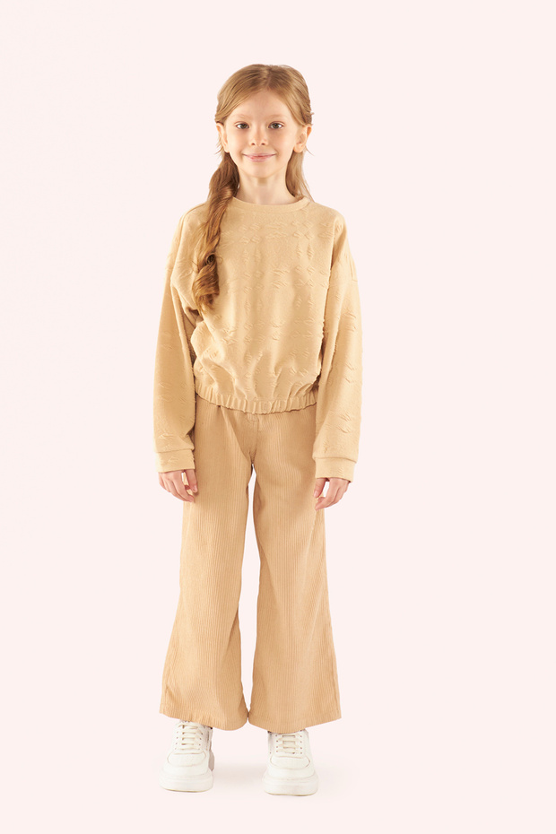 Kız Çocuk Bej Sweatshirt - 1