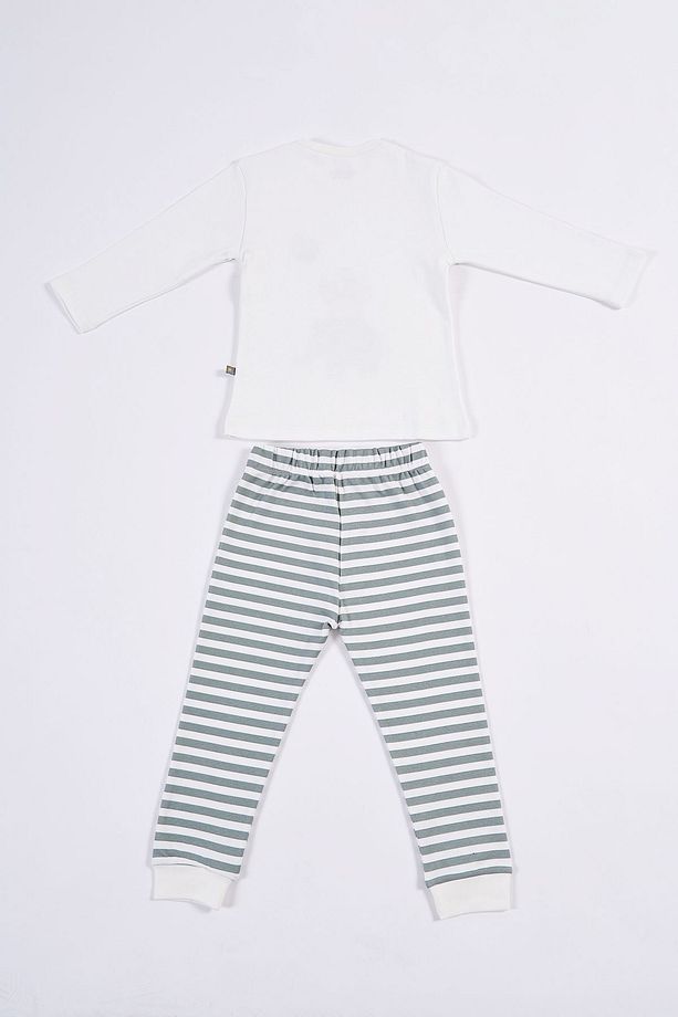 1-5 Yaş Çocuk Hayvan Desenli Pamuklu Uzun Kollu Pijama takımı - 5
