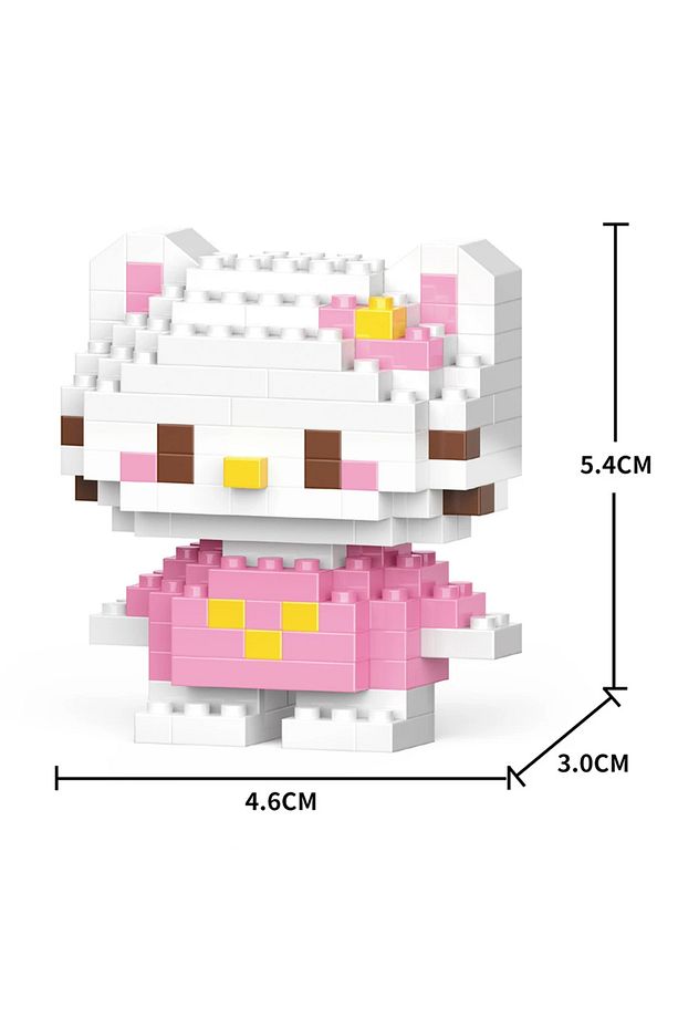 Bricks Pembe Hello Kitty Yap boz 3D Puzzle Mini Lego - 4