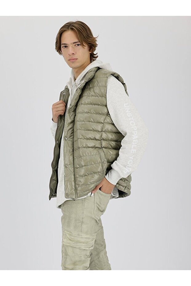 Fermuarlı Şişme Yeşil Yelek - 4