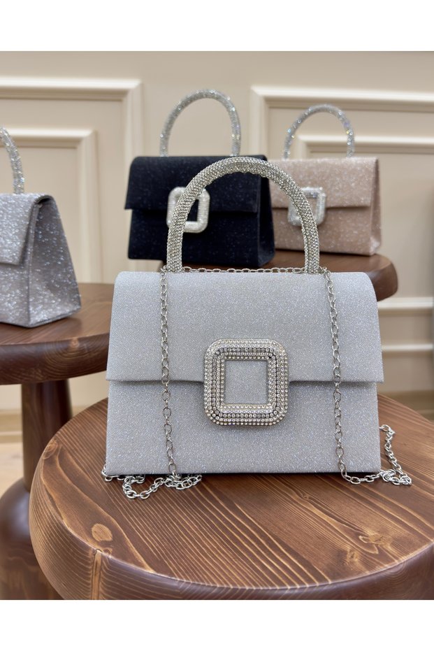 Evening Dress Bag with Silver Buckle