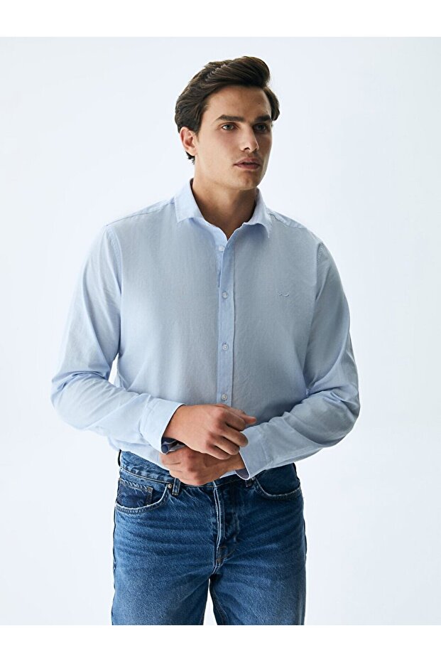 Dokulu Mavi Gömlek - 2