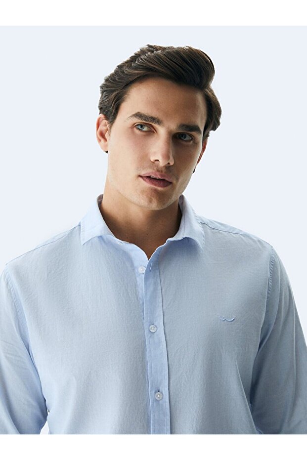 Dokulu Mavi Gömlek - 4