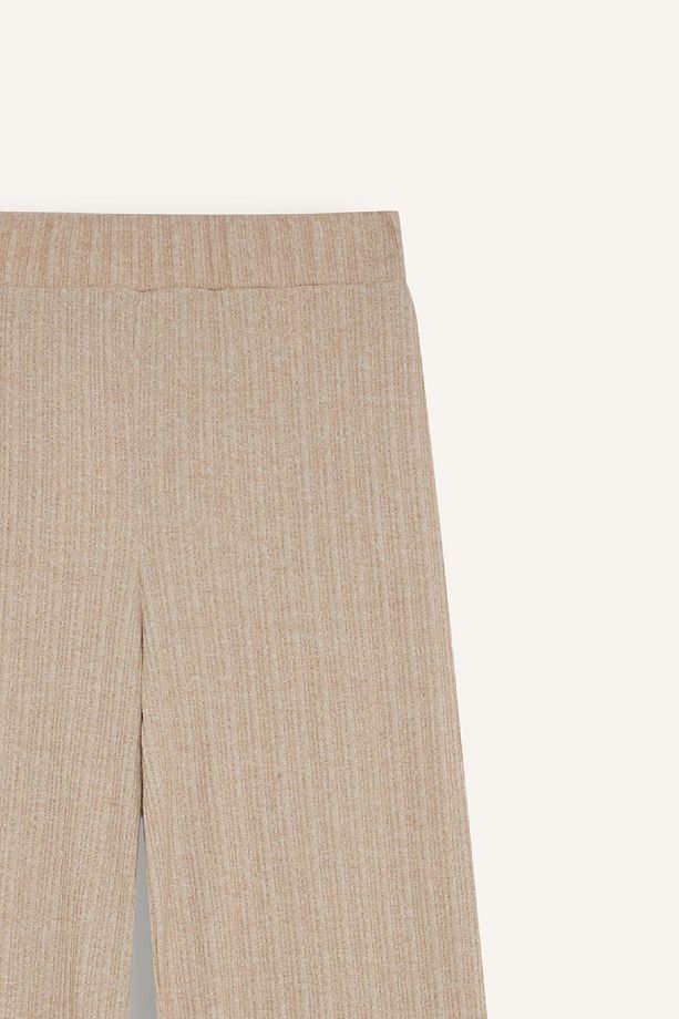 Regular Beli Lastikli Basic Düz Fit Fitilli Kaşkorse Geniş Paça Pantolon D7437AX24WN - 3