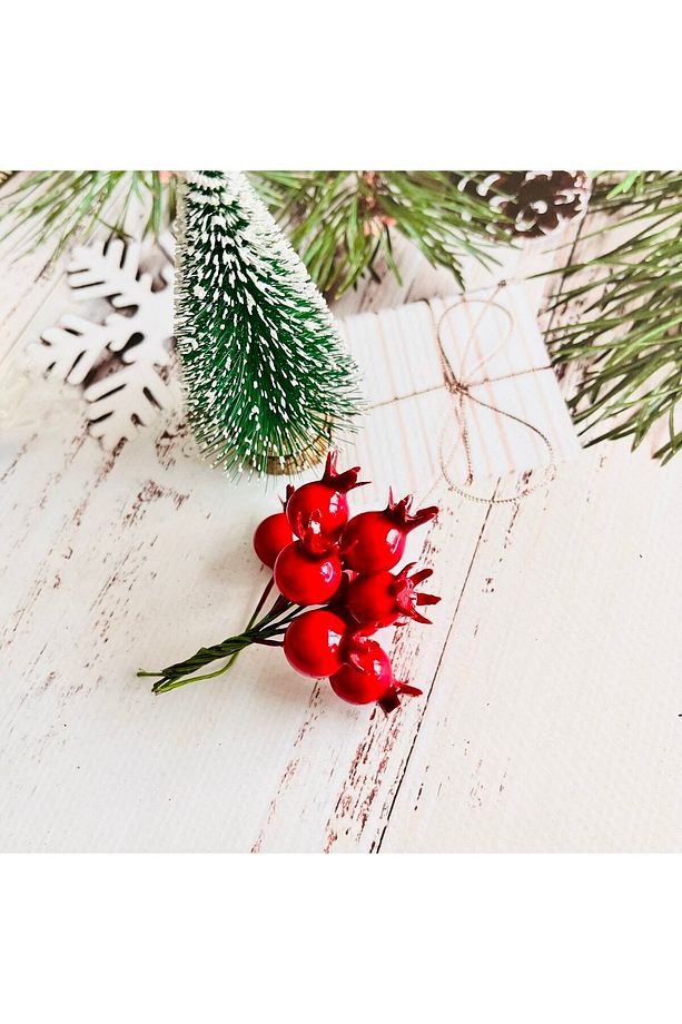 Yılbaşı Yapay Çiçek Kokina Mini Telli Berry Nar 10 Adet - 7
