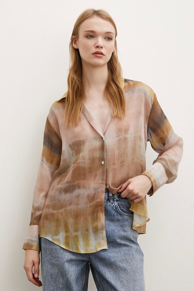 Crinkle Patterned Shirt Stone