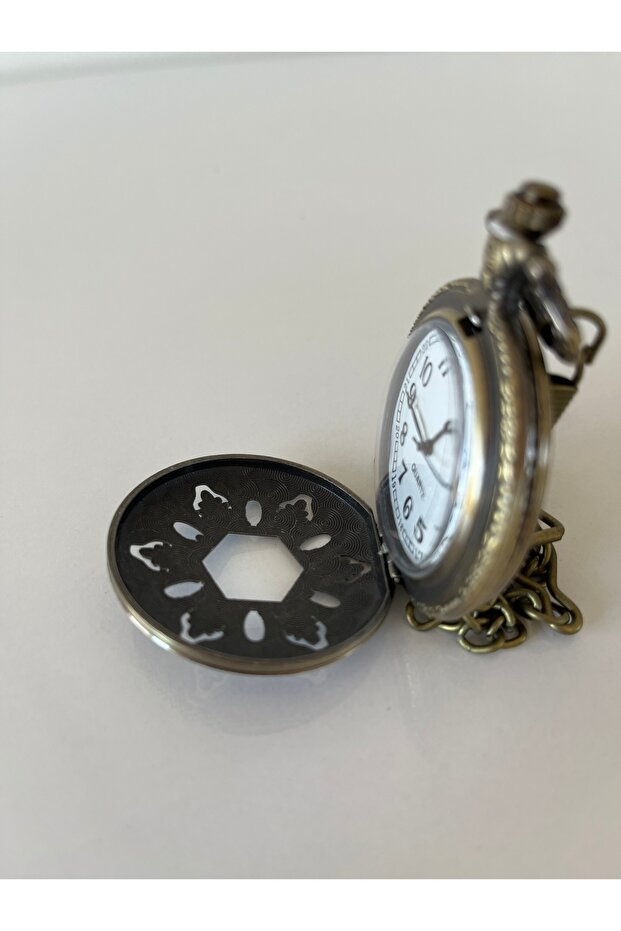 Flower Patterned Chained Chain Pocket Watch - 5