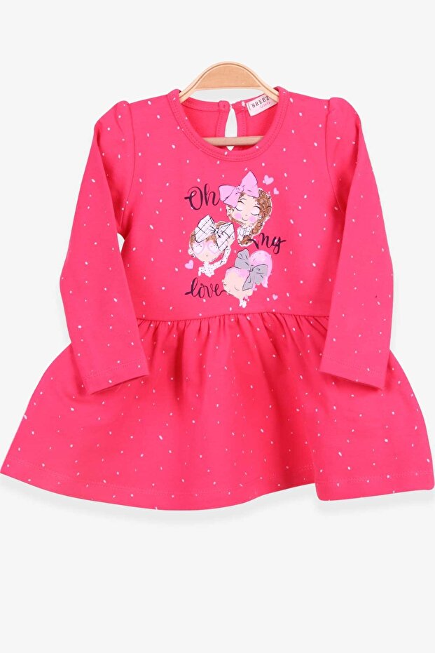 Girl's Long Sleeve Dress Baby Printed Patterned 1-4 Years, Coral