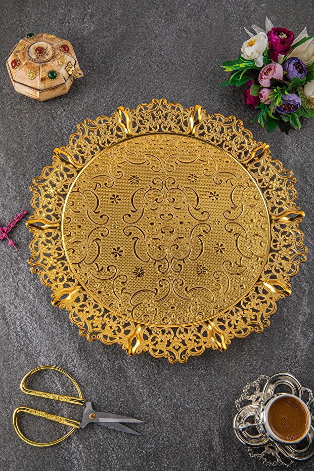 Motif Round Metal Tray for 6 People (355-6)