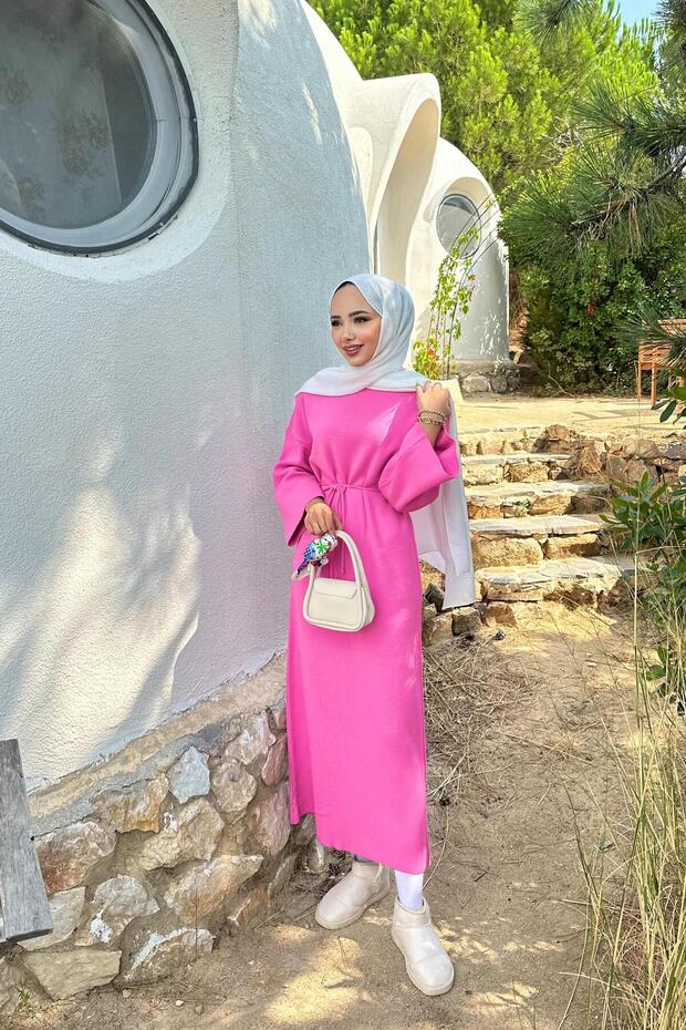 AMORE TRİKO ELBİSE - PEMBE - 2