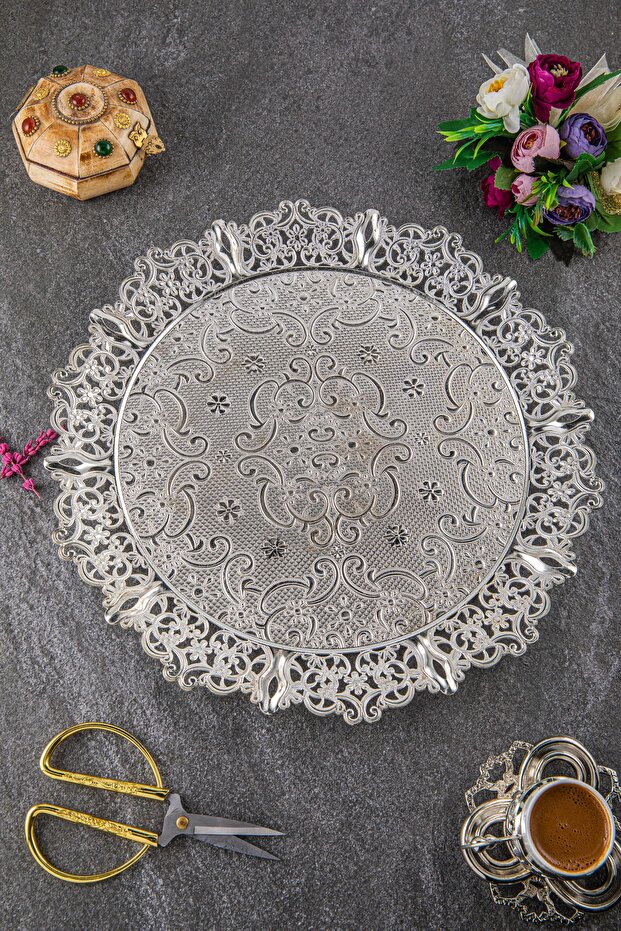 Motif Round Metal Tray for 6 People (355-6)