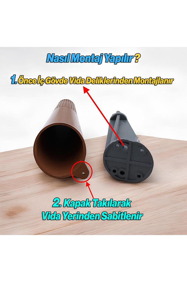 Açılı Konik 4 Adet Ahşap Desenli 12 cm Mobilya Yükseltici Baza Ayağı Koltuk Kanepe Altı Puf Ayakları - 2