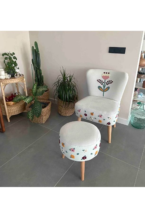 Punch-inci Berjer Puf Ikili Set - Tekli Koltuk - Berjer - Ofis, Balkon, Salon Mobilyası - 1