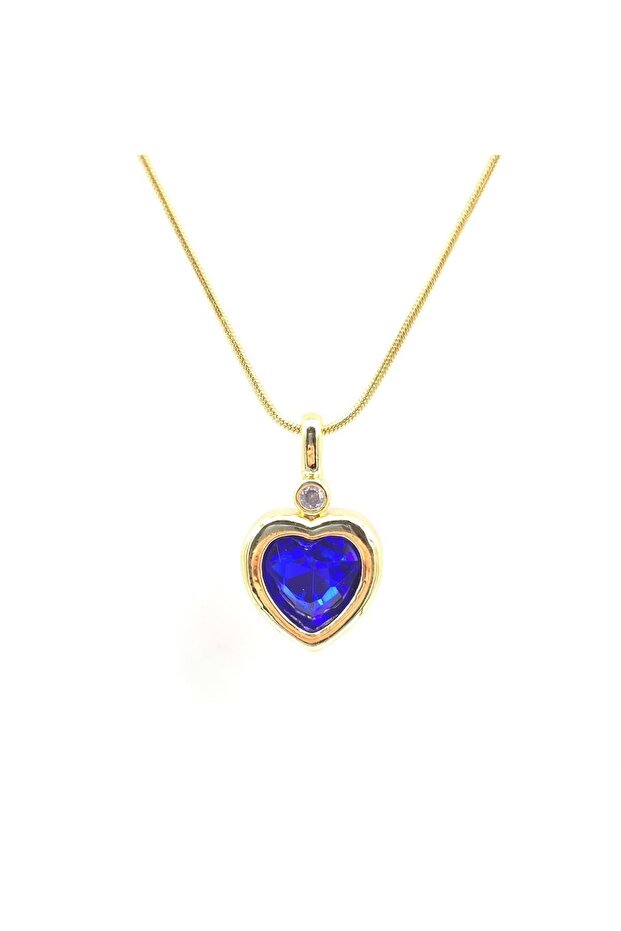 STEEL BLUE STONE HEART NECKLACE