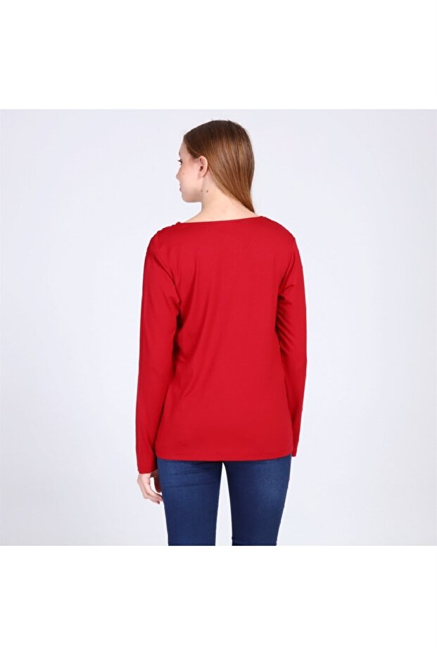 Fancy Kadın V Yaka Viskon Basic Regular Bluz - 4