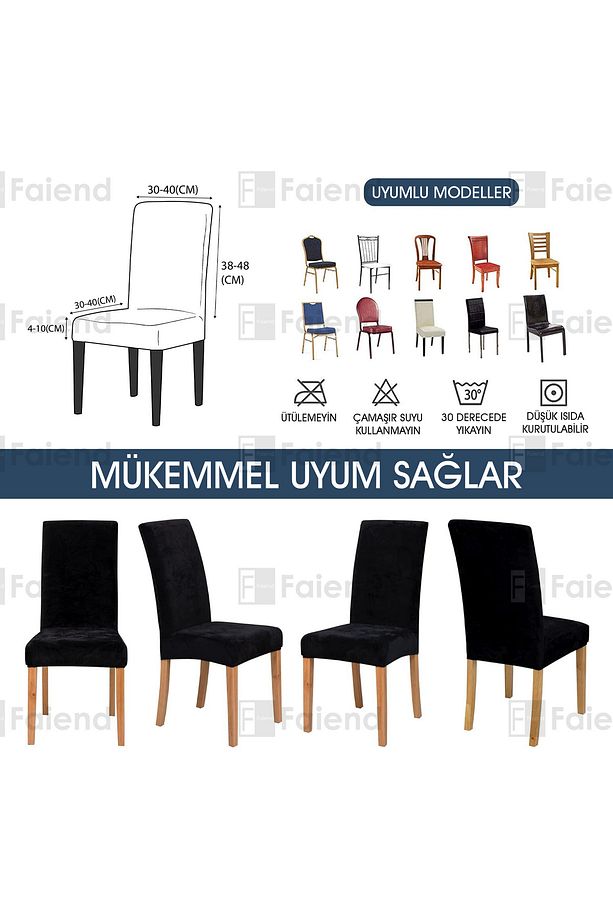 Kaliteli Likralı Kadife Sandalye Örtüsü Sandalye Kılıfı Mutfak Sandalye Örtüsü Sandalye Koruma Tekli - 2