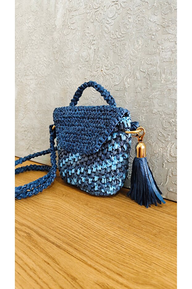 Kağıt ip rafya mini çanta - 1