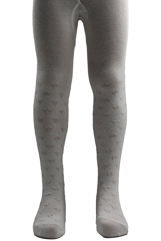 Girl's Cotton Heart Pattern Pantyhose Cream
