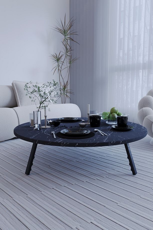 Yuvarlak Katlanabilir Ayaklı Şık Yer Sofrası Kozalak Yer Sofrası 60 Cm - 2