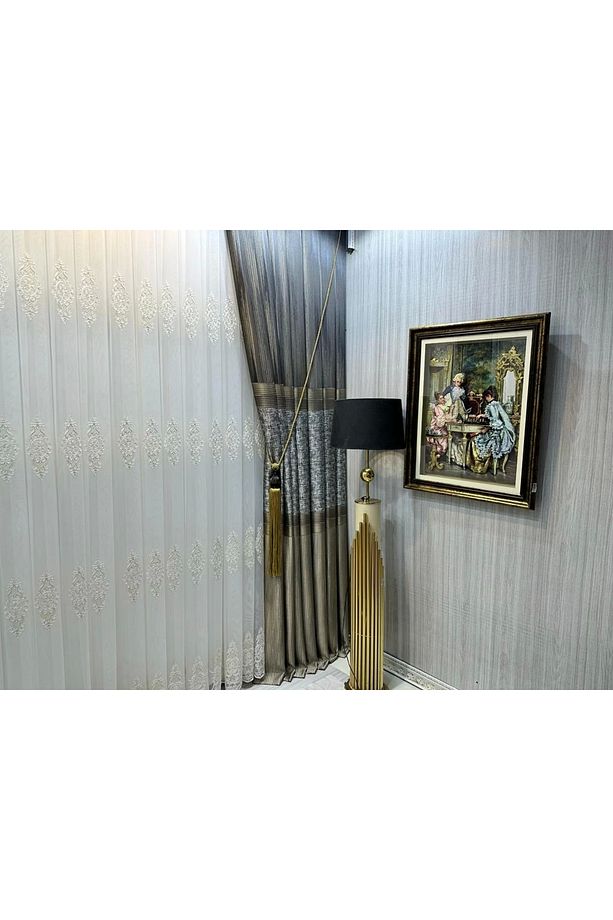 Nivemeshome Samandağ Beyaz Zemin 1/3 Sık Pileli Tül Perde Apm - 4