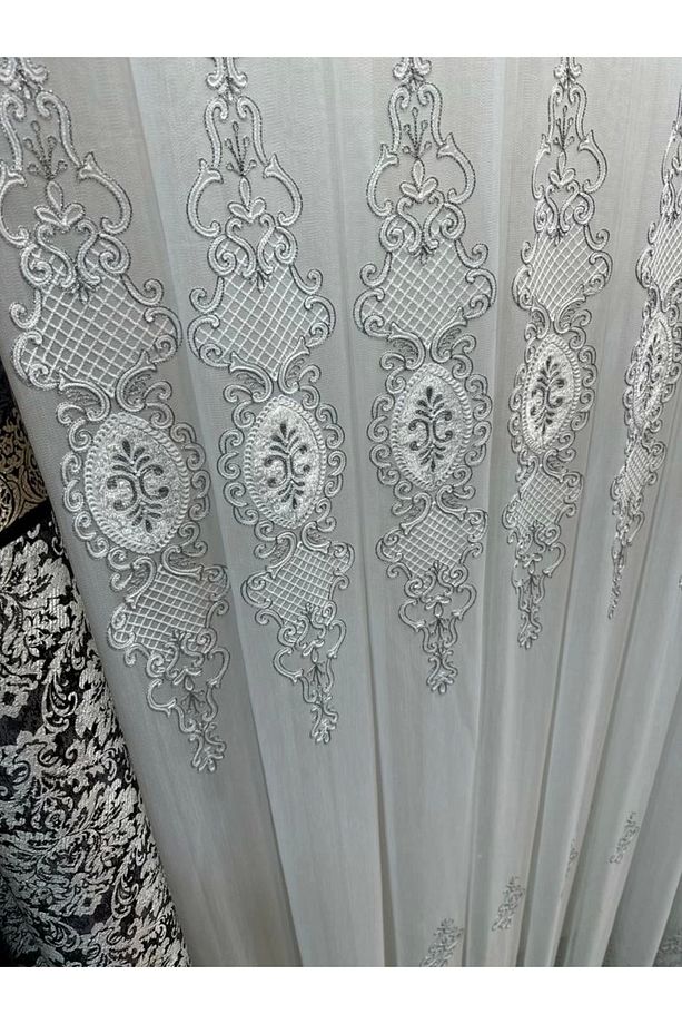 Nivemeshome Lisa Gümüş Detaylı 2015 1/3 Sık Pileli Tül Perde Apm - 3