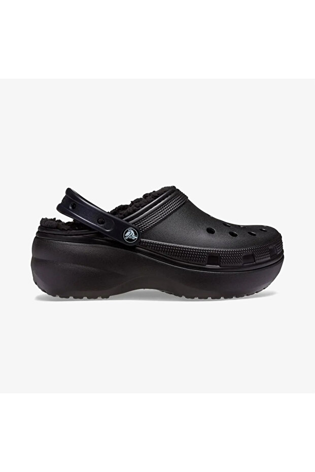 Classic Platform Lined Clog Noir Kadın Siyah Terlik - 5