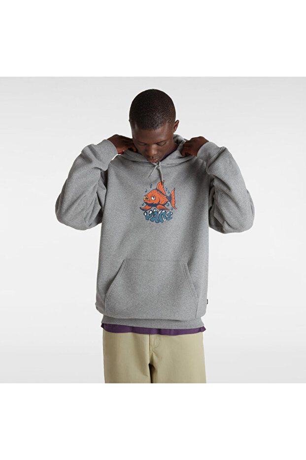 Fish Loose Pullover Erkek Gri Sweatshirt - 1