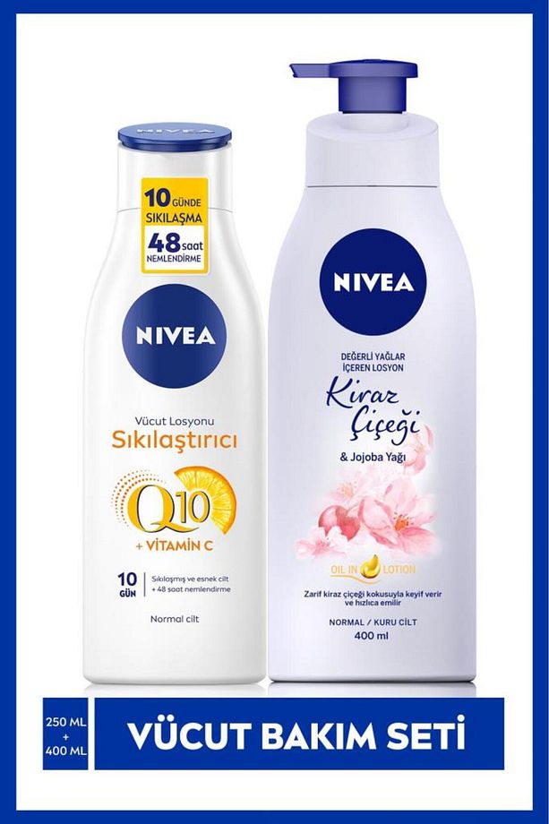 Q10 Sıkılaştırıcı C Vitamini Vücut Losyonu 250ml ve Kiraz Çiçeği Vücut Losyonu 400ml, Nemlendirici - 1
