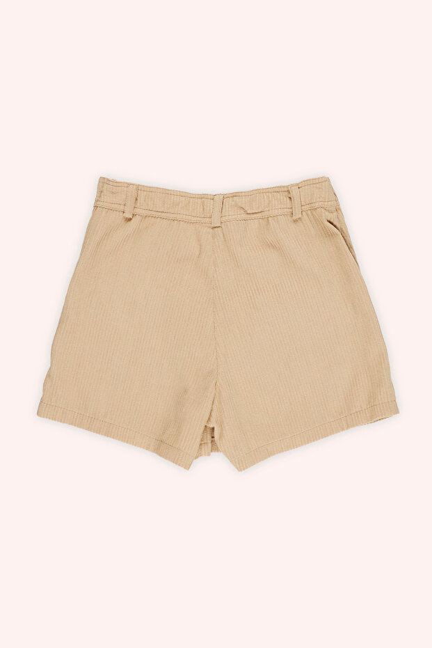 Kız Çocuk Fitilli Bej Şort Etek - 6