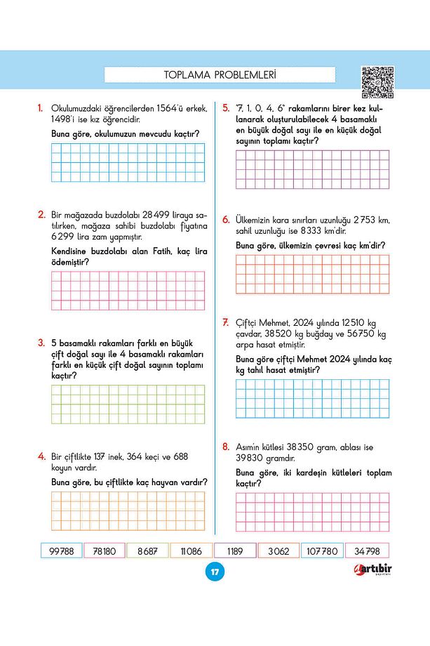 4 Sınıf Dört İşlem (Çözüm karekodlu) - 6