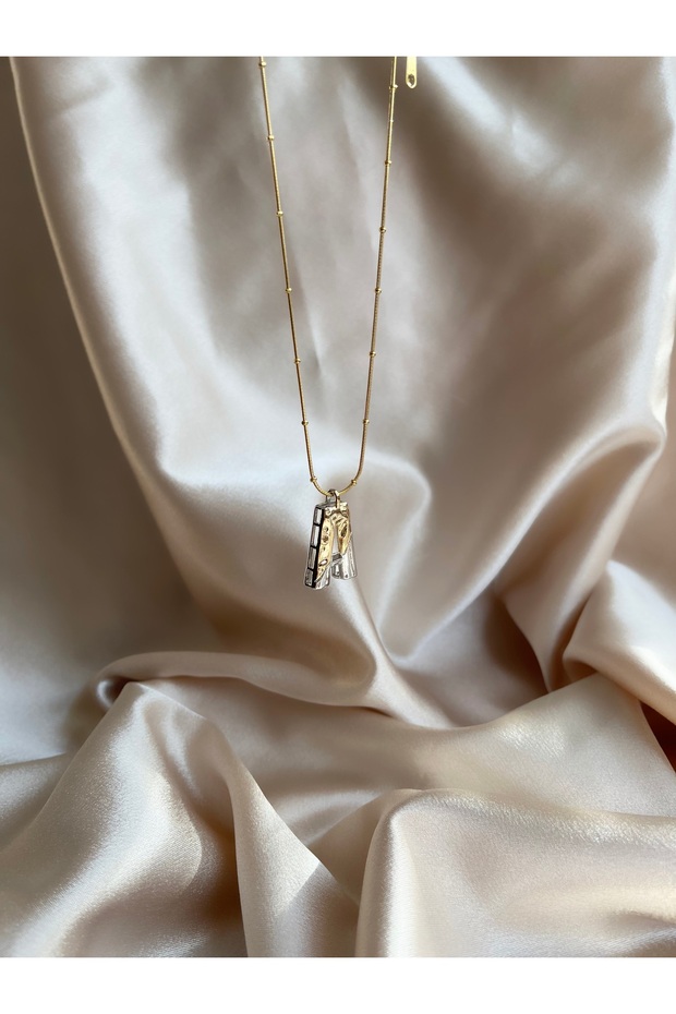 A Harf Gold-Silver Çelik Kolye - 2