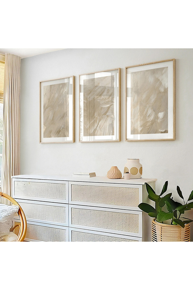 Wooden Framed 3 Piece Abstract Painting Home Home Living Room Bedroom Balcony Decor Qmrc45